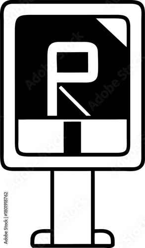 Parking Lot Sign Vector Icon - Simple Black and White Symbol for Navigation and Information Indicating Available Parking Spaces