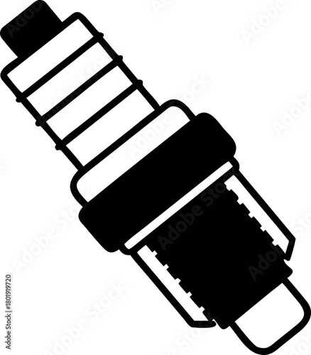 Spark Plug Icon Silhouette, A Vector Illustration Depicting a Clean and Simple Spark Plug for Automotive or Mechanical Concepts