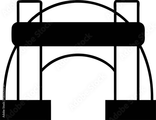 Solid Bridge Silhouette Vector Illustration, Architectural Landmark, Structural Engineering, Cityscape Element, Transportation Infrastructure
