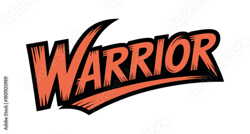 The word 'Warrior' is depicted in a bold, stylized font with an orange hue and a black outline.