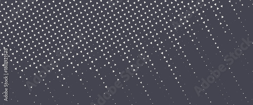 Triangular Halftone Texture Retrowave Vector Geometric Technology Abstract Background. Half Tone Triangles Retro Colored Pattern.