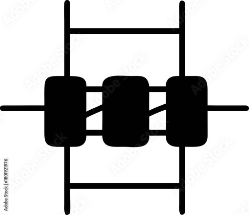 Simplified sailboat mast, solid dark vector silhouette with elements of connectivity and interconnected design, perfect for tech or abstract concepts