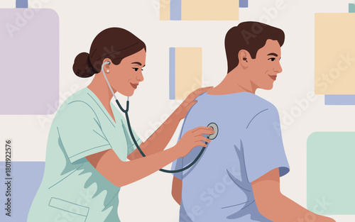 Medical Professional Performing a Health Check-up with a Stethoscope