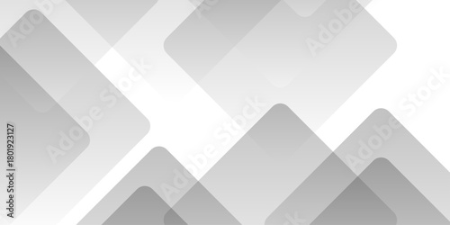 Abstract minimal geometric white and gray light background design. white transparent material in triangle diamond and squares shapes in random geometric pattern.