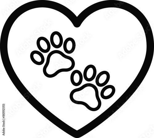 kitten footprint heart, black and white
