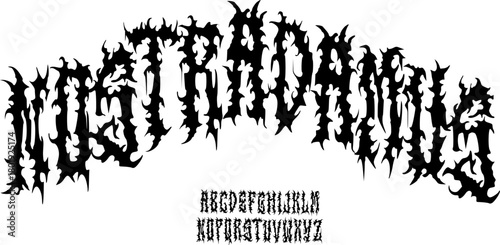 Nostradamus Spiked Horror Display Font – Sharp Thorn Alphabet untuk Metal Logo, Dark Fantasy Poster, dan Extreme Typography Designs