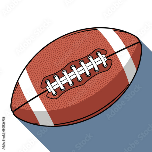 American Football Ball Illustration with Shadow.
