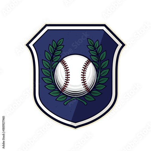 Baseball Shield Emblem with Laurel Wreath Design 1.