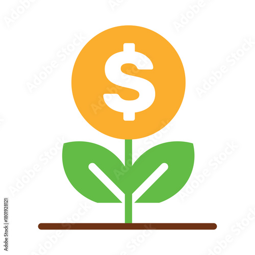 A growing dollar coin plant with green leaves emerging from the brown soil