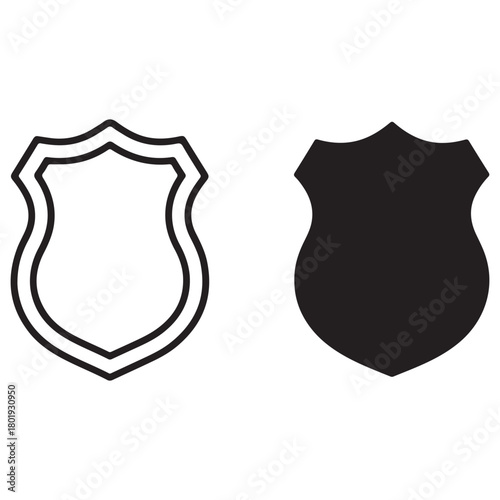 Blank Shield Icon Outline and Solid Fill