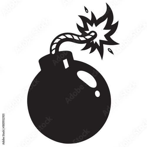 Cartoon Bomb with Burning Fuse