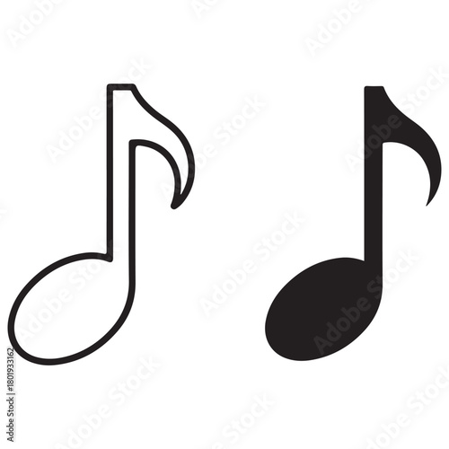 Simple Music Note Icons on White Background