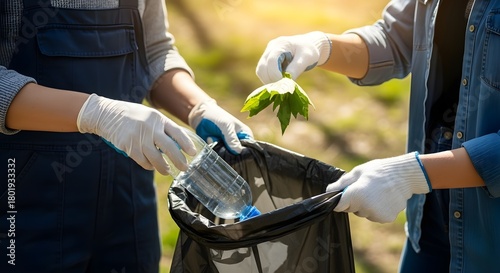 Volunteers collecting trash in a park during cleanup
