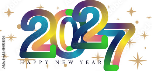 Happy New Year 2027 Celebration with Gradient Numbers and Stars