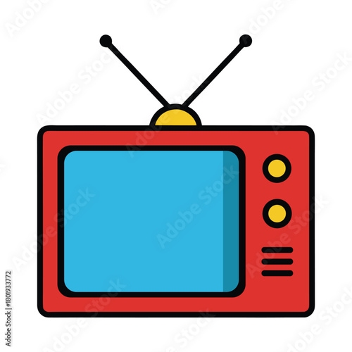 1980s tv set with static screen and antenna on white background. retro tv set vector