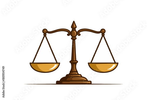 Elegant Illustration of a Vintage Balance Scale Symbolizing Justice and Fairness in Legal and Ethical Contexts with a Classic Design