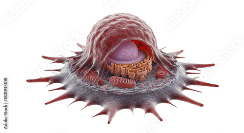 Eukaryotic cell anatomy cross-section isolated on transparent background.