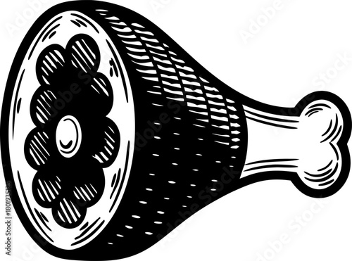 hand drawn vintage ham bone illustration retro engraved meat cut design with textured details isolated on white background