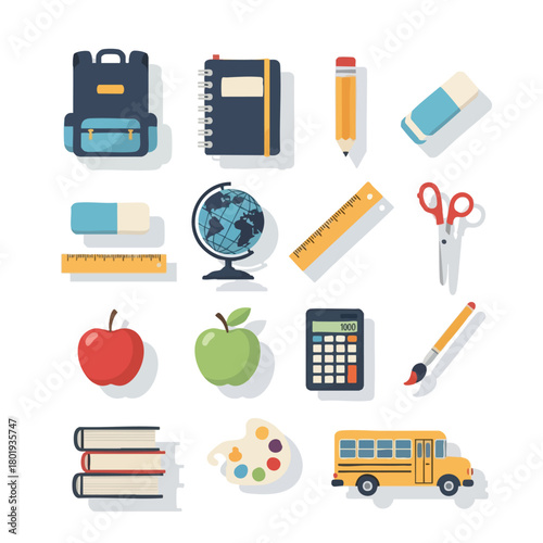 Set of School Supplies Icons