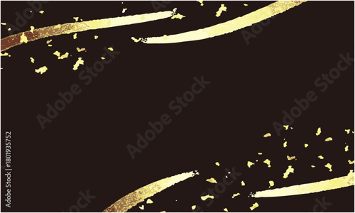  黒背景に金箔の装飾。 高級感のあるチラシやポスターのデコレーションに最適。