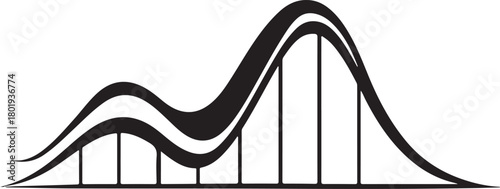 Roller Coaster black silhouette Flat Illustration.