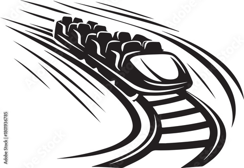 Roller Coaster black silhouette Flat Illustration.