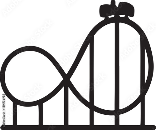 Roller Coaster black silhouette Flat Illustration.