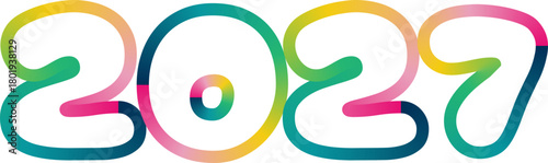 Vibrant and Colorful 2027 Number Design for New Year Celebrations