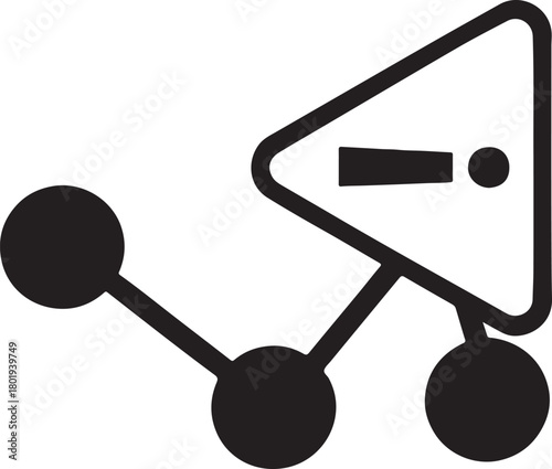   Network warning connection issue icon showing alert symbol for connectivity errors, system faults and signals.