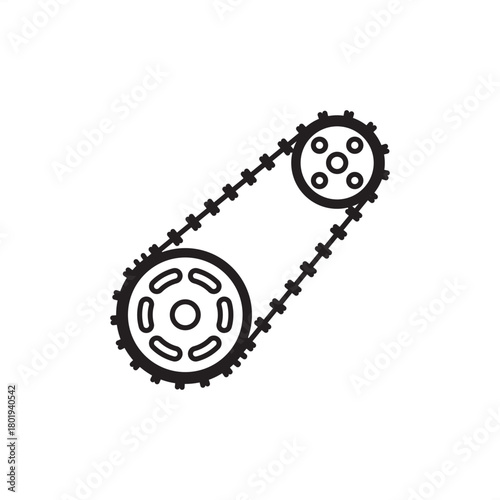 Belt drive icon symbolizing mechanical power transfer, rotational motion, and speed reduction, representing critical machinery components, modern industrial automation, power transmission engineering.