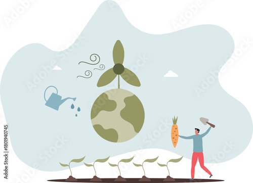 Sustainable agriculture and ecological slow food growth.life and employment of people.