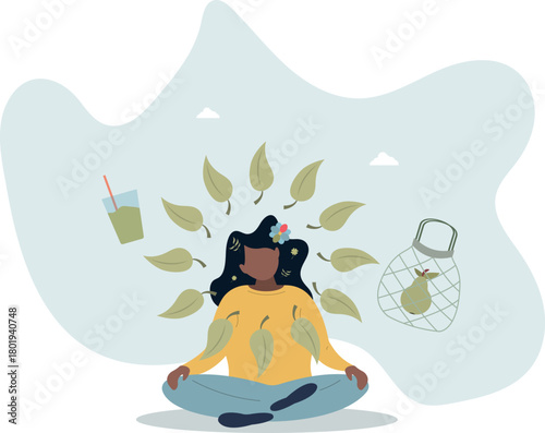 Vegan lifestyle with natural organic food and green thinking .Bio habits in daily life with sustainable resource consumption.life and employment of people.