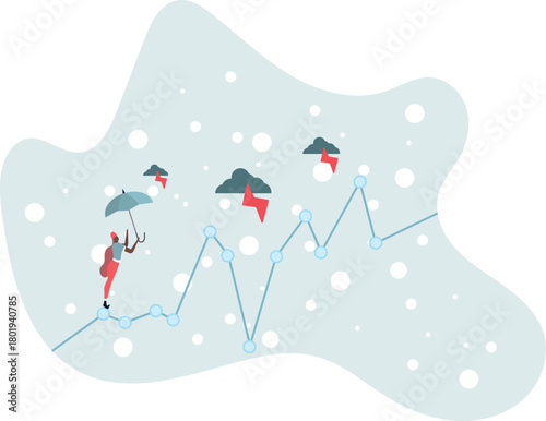 Risk and uncertainty, investment volatility or stock market and crypto currency fluctuation up and down, all weather strategy concept.life and employment of people.