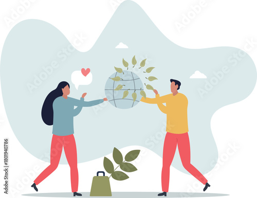 Environmental movement with climate awareness activists.Ecology and sustainable climate problem solution with green lifestyle.life and employment of people.