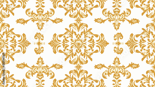 Seamless vintage floral pattern with golden flowers and leaves for wallpaper and textile design