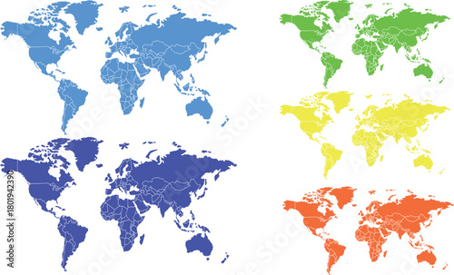 world map high quality vector illustration set