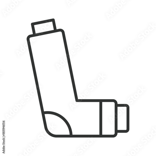 Asthma inhaler icon in line design. asthma inhaler, respiratory device on white background vector. Asthma inhaler editable stroke icon