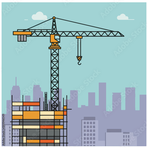 Construction Crane Building Structure Industrial Site.