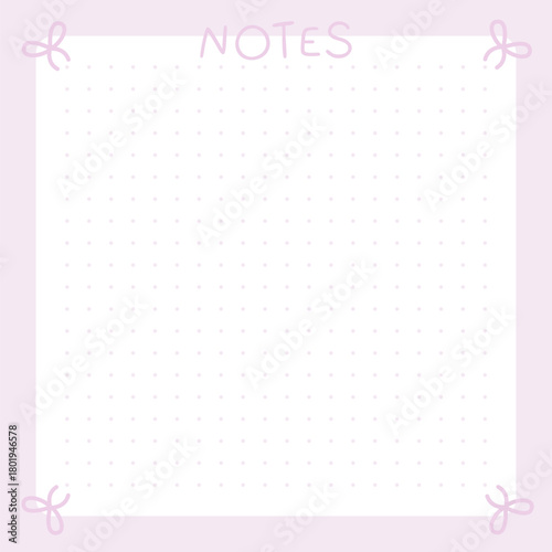 Cute kawaii template square vector frame. Cartoon hand-drawn doodle style. Perfect for stationery, design stickers for notes, notebook sheets, posts for social networks. Pastel palette.