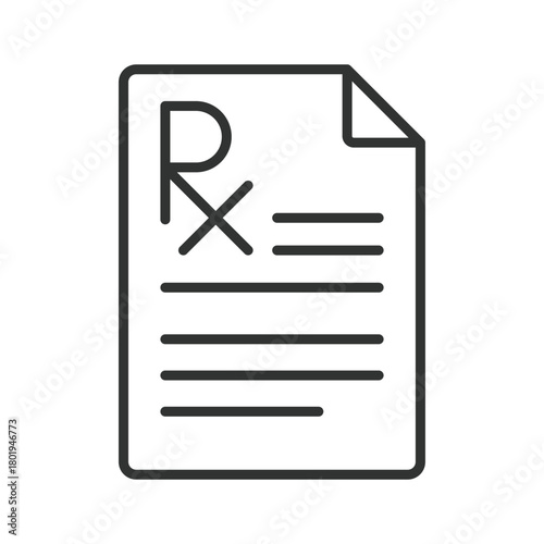 Prescription icon in line design. rx document, medical prescription on white background vector. Prescription editable stroke icon
