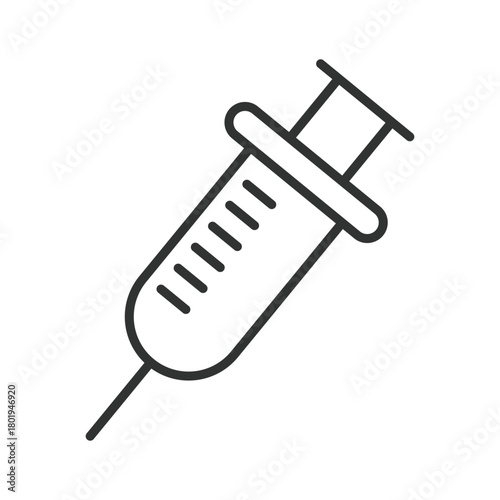 Syringe icon in line design. medical syringe, vaccination needle on white background vector. Syringe editable stroke icon