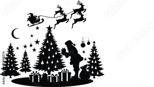 Christmas tree silhouette vector illustration