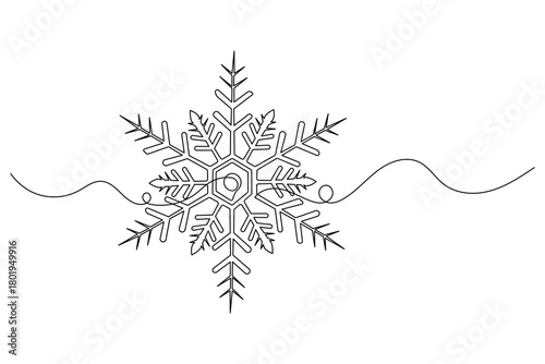 Snowflakes winter with christmas in a minimalist one line drawing outline vector illustration illustration