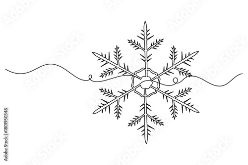 Snowflakes winter with christmas in a minimalist one line drawing outline vector illustration illustration