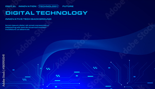 Futuristic AI Technology Panel with Abstract Circuit Streams