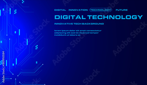 Blue Cyber Circuit Panel with Connected Tech Nodes
