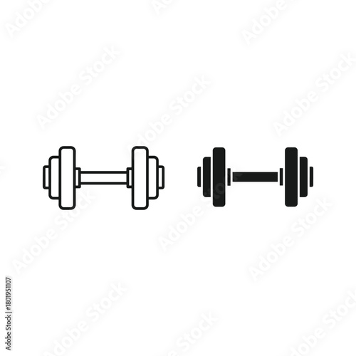 Dumbbell isolated on in line and solid style for gym workout
