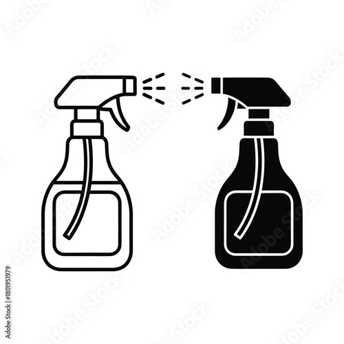 Spray bottle icon set, cleaning isolated on