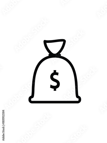 Dollar bag icon for wealth and finance in business and investment