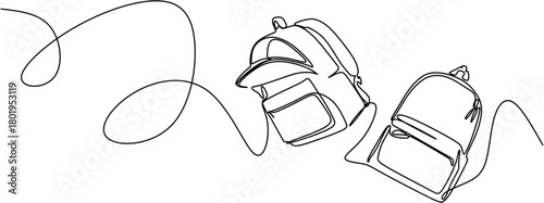 Continuous line drawing. Backpack. Vector illustration